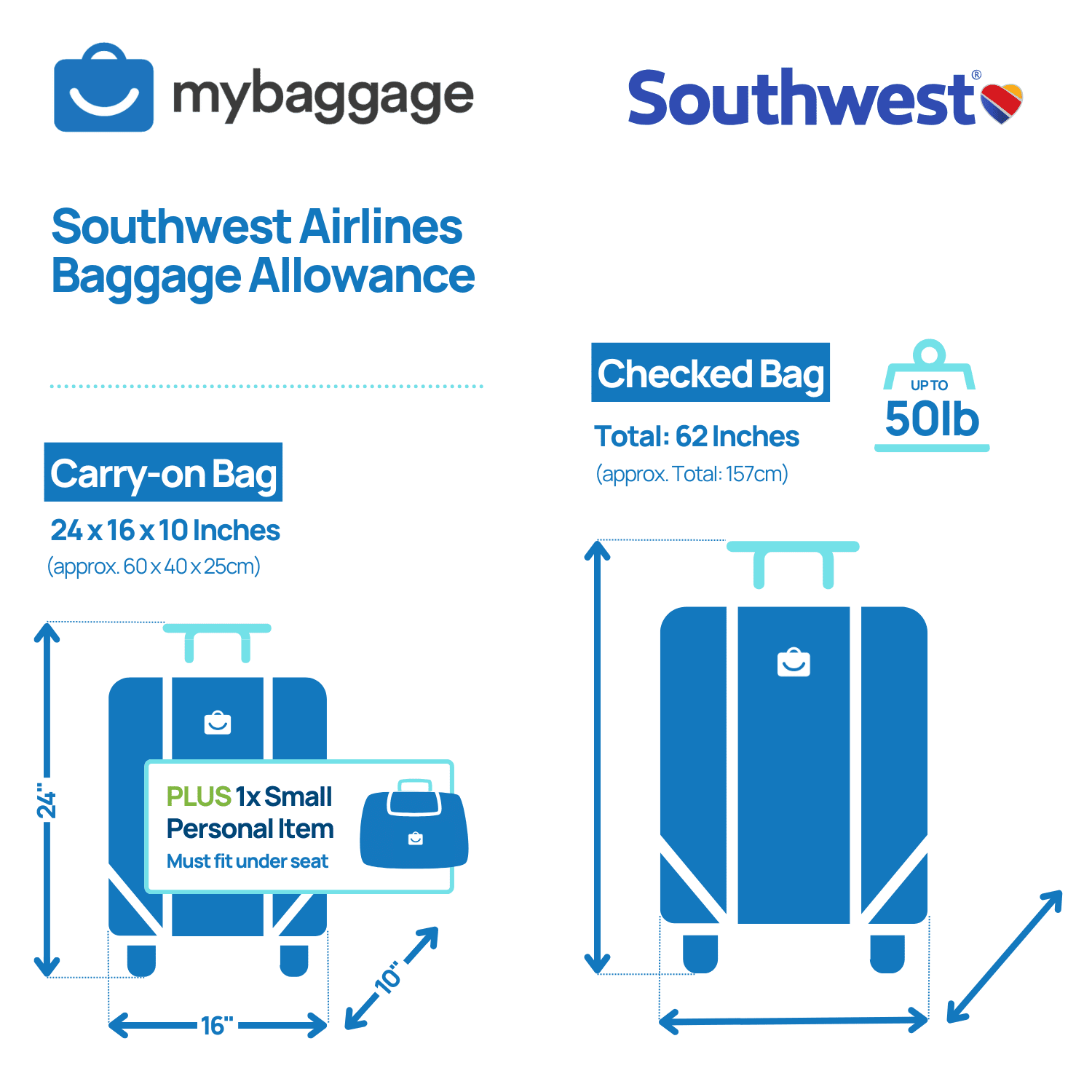 southwest travel bag size